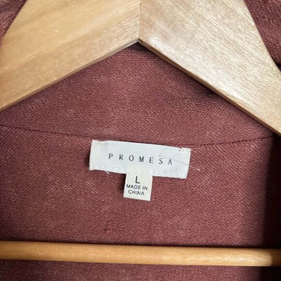 Promesa brown  distressed cardigan blazer sweater jacket size large - Picture 6 of 9